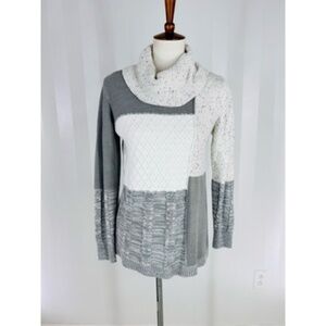 CALVIN KLEIN Women’s Gray/White Cowl Neck Sweater